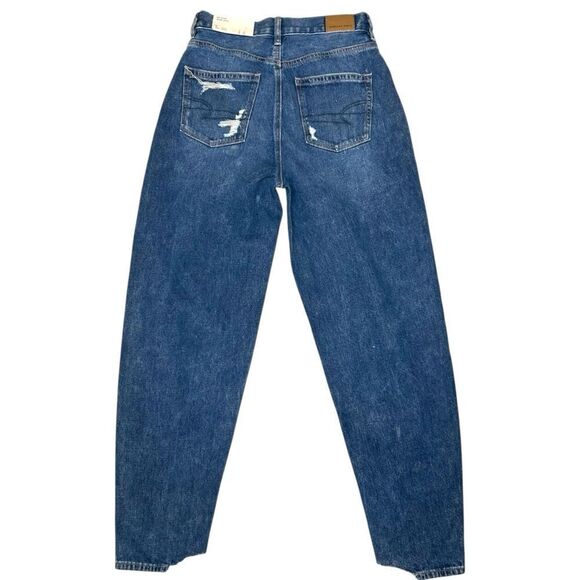 NWT American Eagle AEO Relaxed Mom Jeans Dark‎ Dreams Denim Size 0 / 25 Regular - Picture 9 of 11